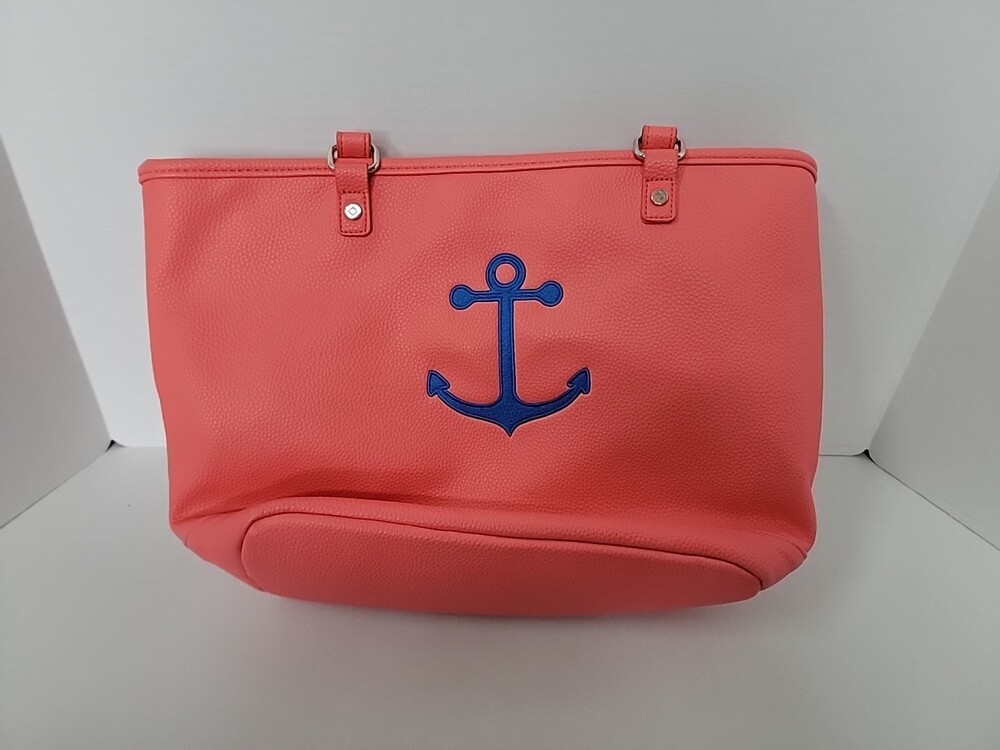 ZIPPERED BEACH TOTE BAG PINK AND BLUE